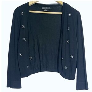 Jessica Howard NWT Black Beaded Sweater Shrug Women L Knit Cover Up Glam Evening